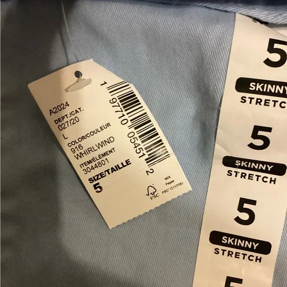 Childrens Place Size 5 skinny stretch chino/khaki pants baby blue - Picture 2 of 7